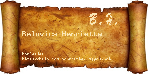 Belovics Henrietta névjegykártya